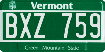 VT license plate BXZ759