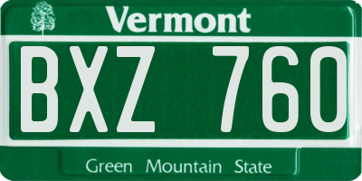 VT license plate BXZ760