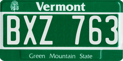 VT license plate BXZ763