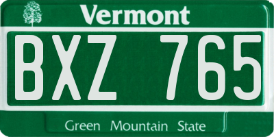 VT license plate BXZ765