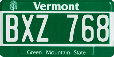 VT license plate BXZ768