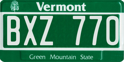 VT license plate BXZ770