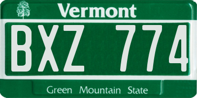 VT license plate BXZ774