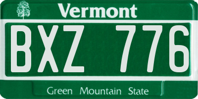 VT license plate BXZ776