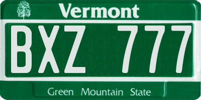 VT license plate BXZ777