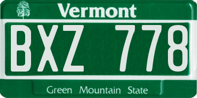 VT license plate BXZ778