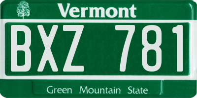 VT license plate BXZ781