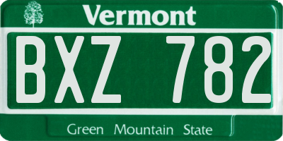 VT license plate BXZ782