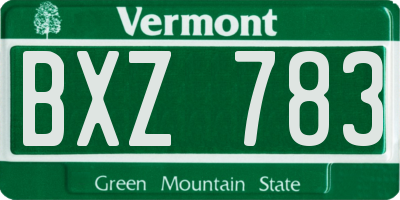 VT license plate BXZ783