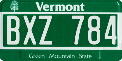 VT license plate BXZ784