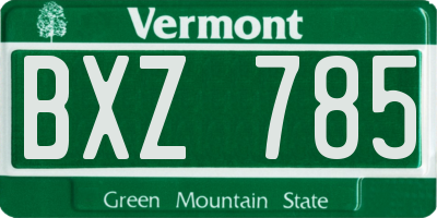 VT license plate BXZ785