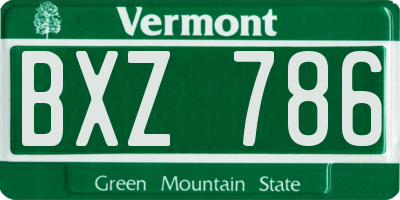 VT license plate BXZ786