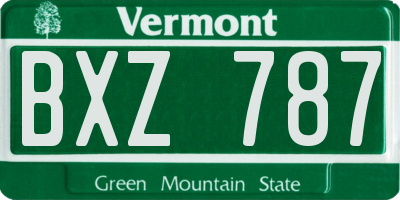 VT license plate BXZ787