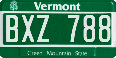 VT license plate BXZ788