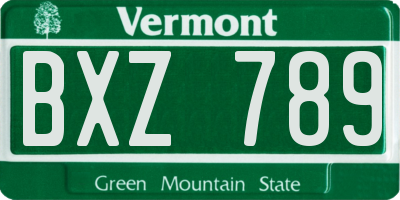VT license plate BXZ789