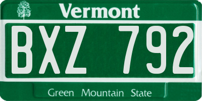 VT license plate BXZ792