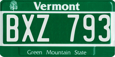 VT license plate BXZ793