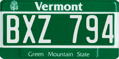 VT license plate BXZ794