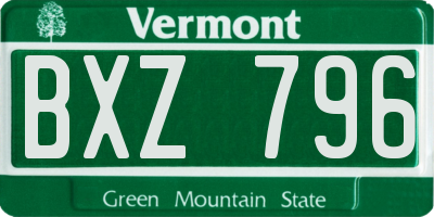 VT license plate BXZ796