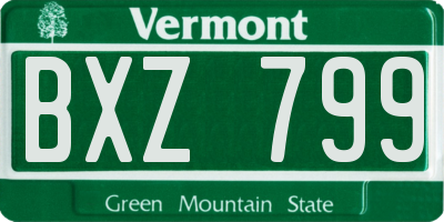 VT license plate BXZ799