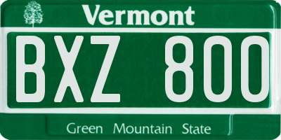 VT license plate BXZ800
