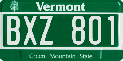 VT license plate BXZ801
