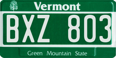 VT license plate BXZ803