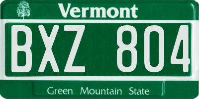 VT license plate BXZ804