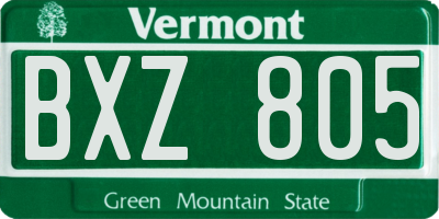 VT license plate BXZ805