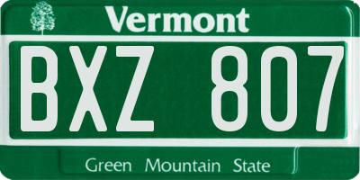 VT license plate BXZ807