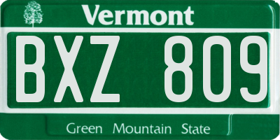 VT license plate BXZ809
