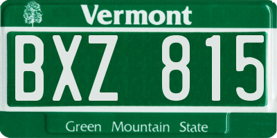 VT license plate BXZ815