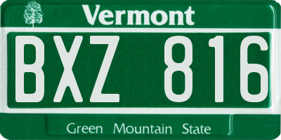VT license plate BXZ816