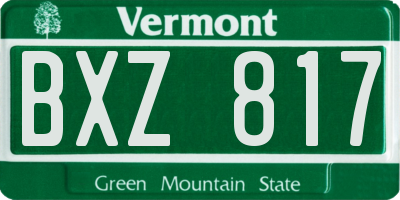 VT license plate BXZ817