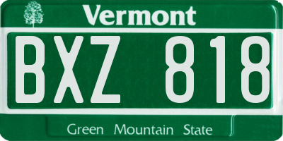 VT license plate BXZ818