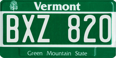 VT license plate BXZ820