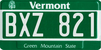 VT license plate BXZ821