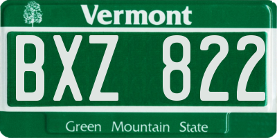 VT license plate BXZ822
