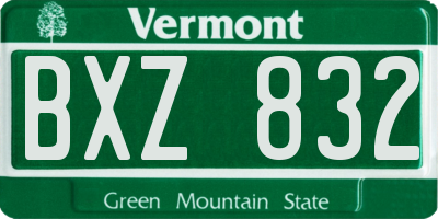 VT license plate BXZ832
