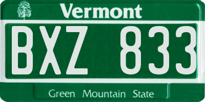 VT license plate BXZ833
