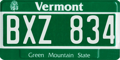VT license plate BXZ834