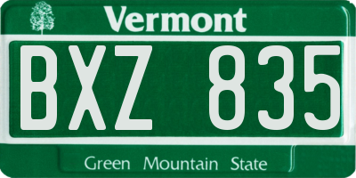 VT license plate BXZ835