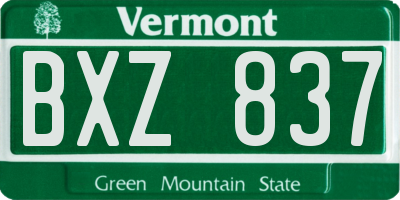 VT license plate BXZ837