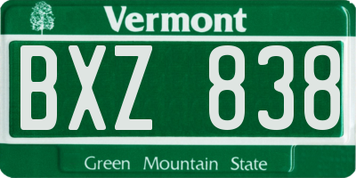VT license plate BXZ838