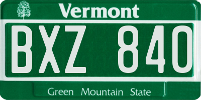 VT license plate BXZ840