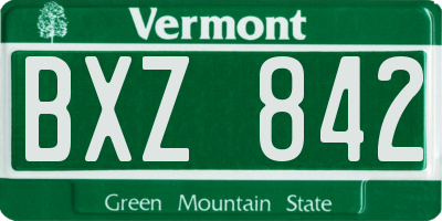 VT license plate BXZ842