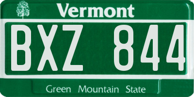 VT license plate BXZ844