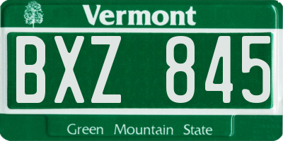 VT license plate BXZ845