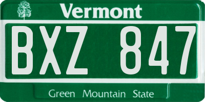 VT license plate BXZ847