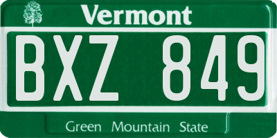 VT license plate BXZ849